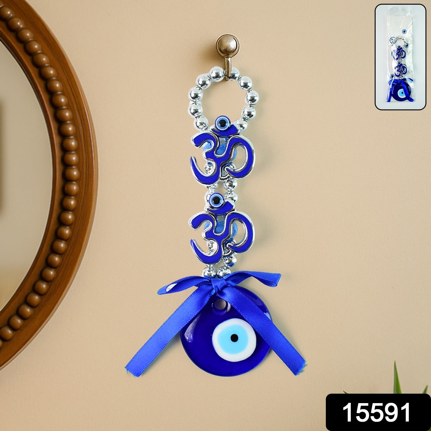Decorative Evil Eye Wall Hanging with Double OM Design Decorative Evil Eye Wall Hanging with Double OM Design